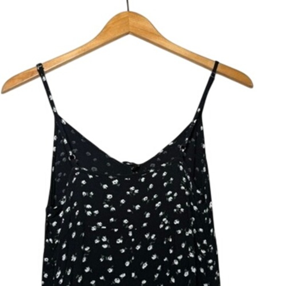 Hollister Black Ditsy Floral Midi Slip Dress Womens Small Tie Front Boho Chic - Picture 5 of 12